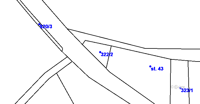 Parcela st. 322/2 v KÚ Kalhov, Katastrální mapa