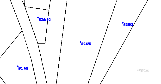 Parcela st. 524/6 v KÚ Kalhov, Katastrální mapa