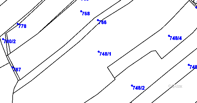 Parcela st. 748/1 v KÚ Kalhov, Katastrální mapa