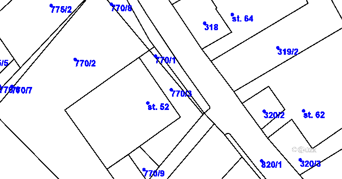 Parcela st. 770/3 v KÚ Kalhov, Katastrální mapa