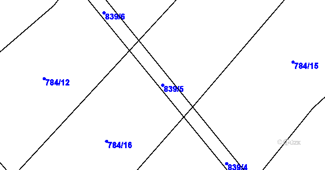 Parcela st. 839/5 v KÚ Kalhov, Katastrální mapa