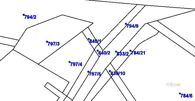 Parcela st. 840/2 v KÚ Kalhov, Katastrální mapa