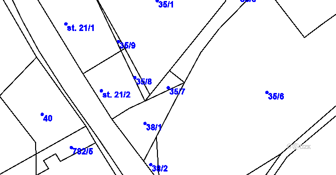 Parcela st. 35/7 v KÚ Kalhov, Katastrální mapa