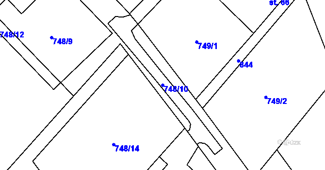 Parcela st. 748/10 v KÚ Kalhov, Katastrální mapa