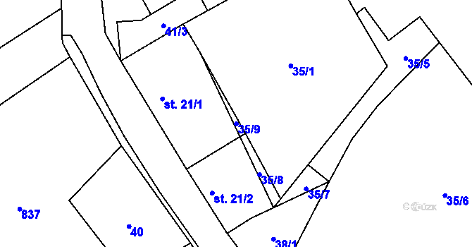 Parcela st. 35/9 v KÚ Kalhov, Katastrální mapa