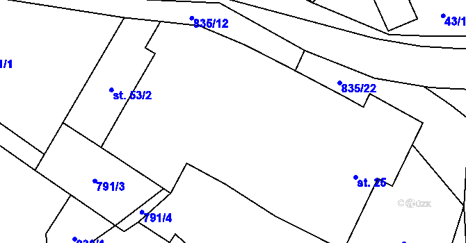 Parcela st. 53/1 v KÚ Kalhov, Katastrální mapa