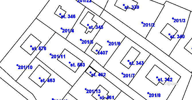 Parcela st. 344 v KÚ Kaliště u Ondřejova, Katastrální mapa