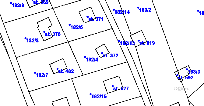 Parcela st. 372 v KÚ Kaliště u Ondřejova, Katastrální mapa
