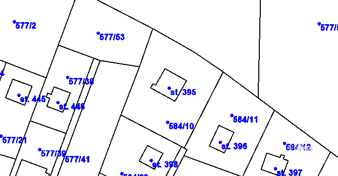 Parcela st. 395 v KÚ Kaliště u Ondřejova, Katastrální mapa