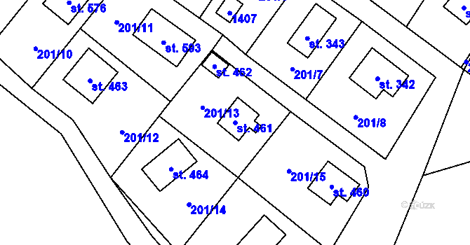 Parcela st. 461 v KÚ Kaliště u Ondřejova, Katastrální mapa