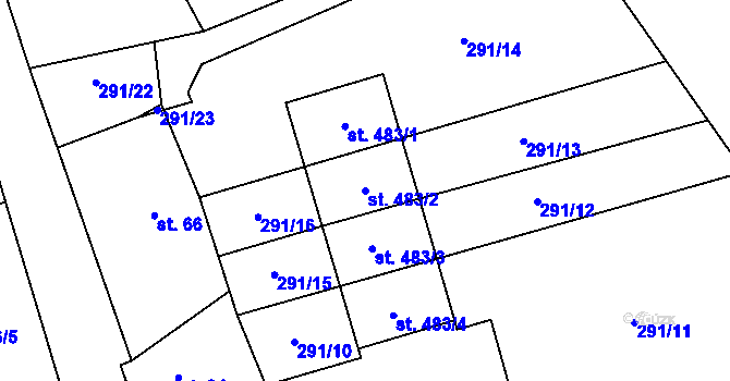 Parcela st. 483/2 v KÚ Kaliště u Ondřejova, Katastrální mapa