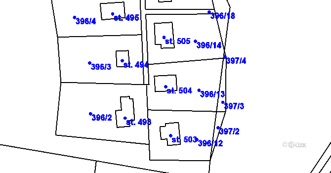 Parcela st. 504 v KÚ Kaliště u Ondřejova, Katastrální mapa