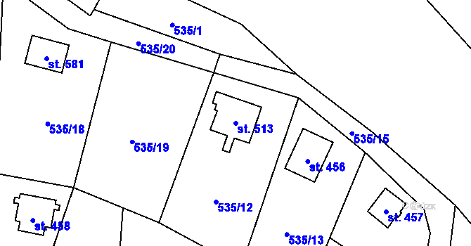 Parcela st. 513 v KÚ Kaliště u Ondřejova, Katastrální mapa
