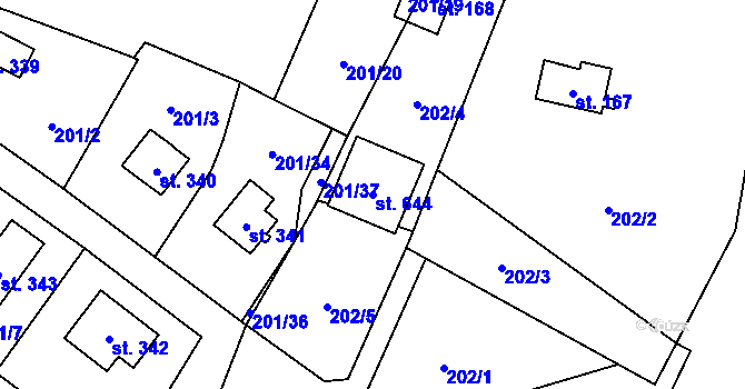 Parcela st. 644 v KÚ Kaliště u Ondřejova, Katastrální mapa