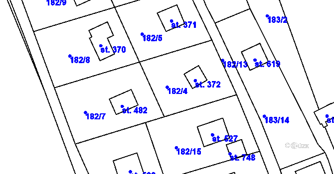 Parcela st. 182/4 v KÚ Kaliště u Ondřejova, Katastrální mapa