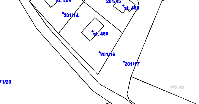 Parcela st. 201/16 v KÚ Kaliště u Ondřejova, Katastrální mapa