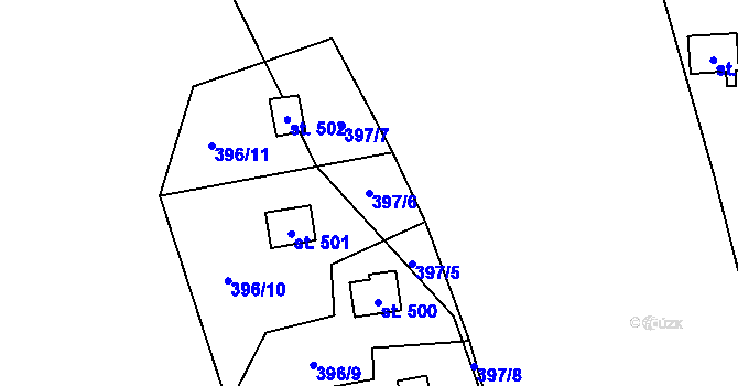 Parcela st. 397/6 v KÚ Kaliště u Ondřejova, Katastrální mapa