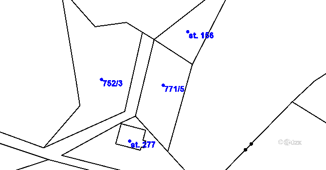 Parcela st. 771/5 v KÚ Lensedly, Katastrální mapa