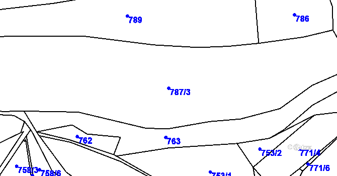 Parcela st. 787/3 v KÚ Lensedly, Katastrální mapa