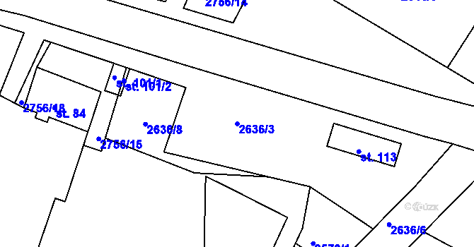 Parcela st. 2636/3 v KÚ Kaliště u Českých Budějovic, Katastrální mapa