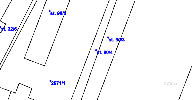 Parcela st. 90/4 v KÚ Kaliště u Českých Budějovic, Katastrální mapa