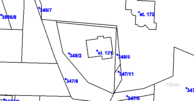 Parcela st. 121 v KÚ Třebotovice, Katastrální mapa