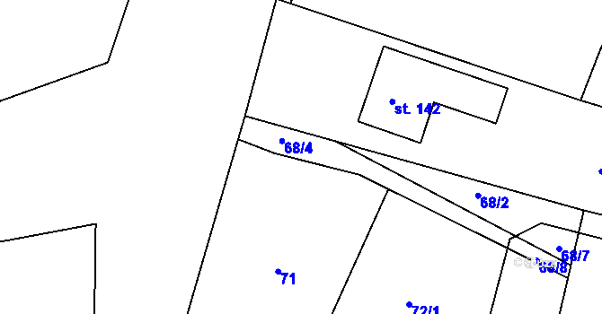 Parcela st. 68/4 v KÚ Třebotovice, Katastrální mapa