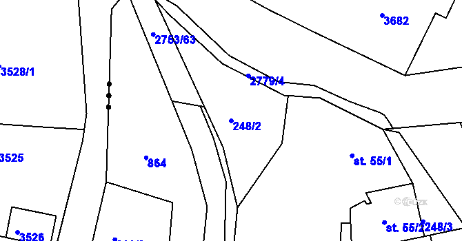 Parcela st. 248/2 v KÚ Třebotovice, Katastrální mapa