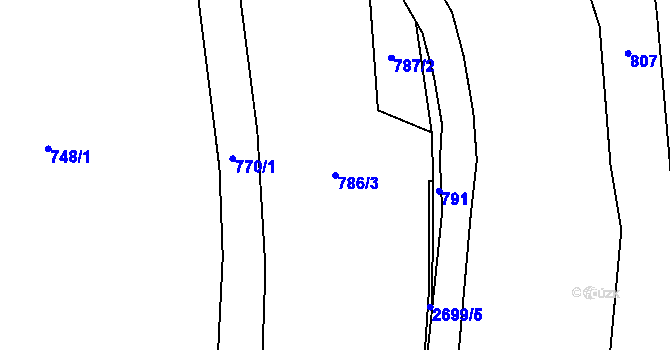 Parcela st. 786/3 v KÚ Třebotovice, Katastrální mapa