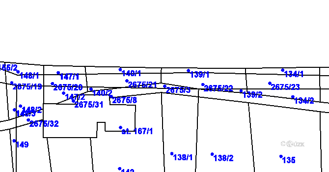 Parcela st. 2675/3 v KÚ Třebotovice, Katastrální mapa