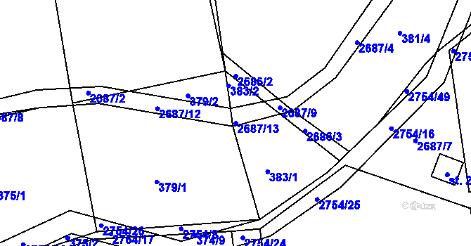 Parcela st. 2687/13 v KÚ Třebotovice, Katastrální mapa