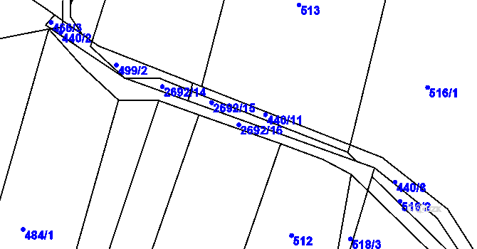 Parcela st. 2692/16 v KÚ Třebotovice, Katastrální mapa