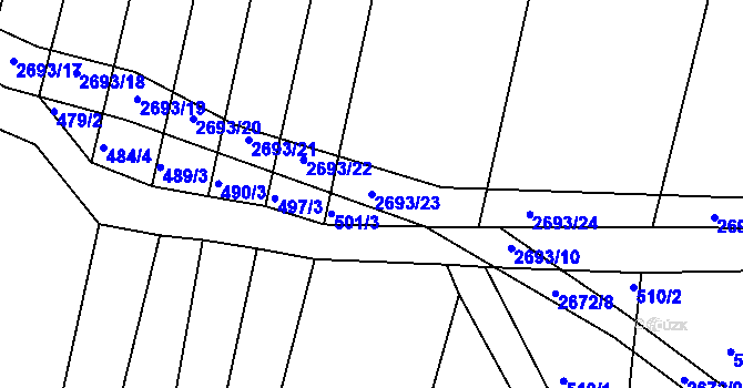Parcela st. 2693/23 v KÚ Třebotovice, Katastrální mapa
