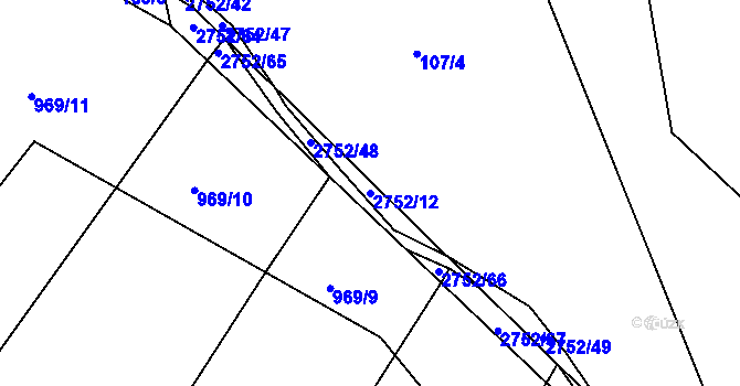 Parcela st. 2752/12 v KÚ Třebotovice, Katastrální mapa