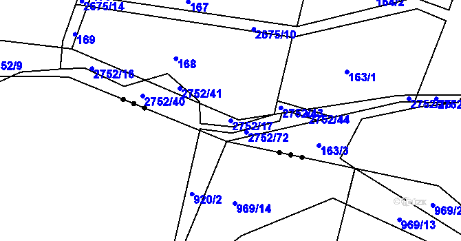 Parcela st. 2752/17 v KÚ Třebotovice, Katastrální mapa