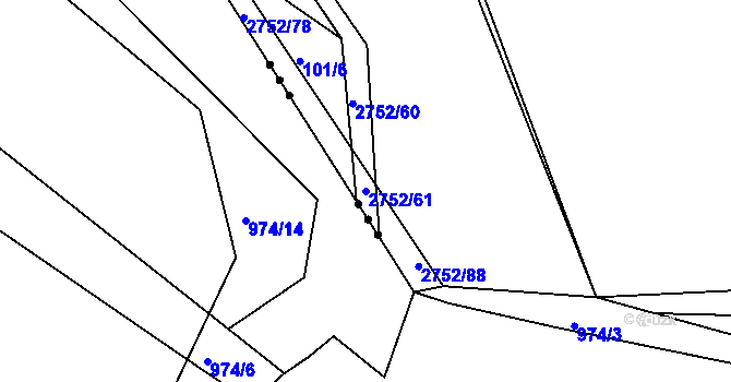 Parcela st. 2752/61 v KÚ Třebotovice, Katastrální mapa