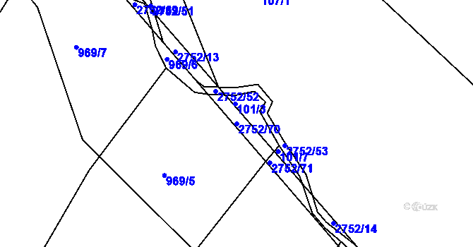 Parcela st. 2752/70 v KÚ Třebotovice, Katastrální mapa