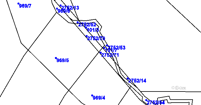 Parcela st. 2752/71 v KÚ Třebotovice, Katastrální mapa