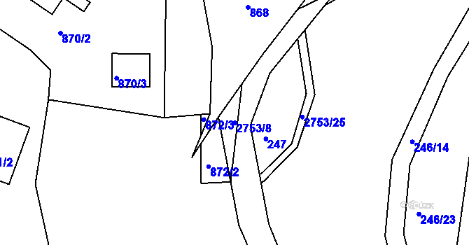 Parcela st. 2753/8 v KÚ Třebotovice, Katastrální mapa