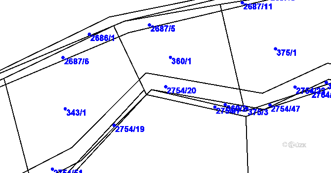 Parcela st. 2754/20 v KÚ Třebotovice, Katastrální mapa
