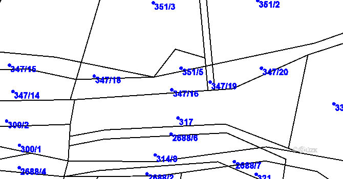 Parcela st. 347/16 v KÚ Třebotovice, Katastrální mapa
