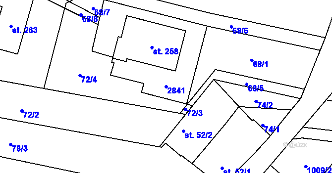 Parcela st. 2841 v KÚ Třebotovice, Katastrální mapa