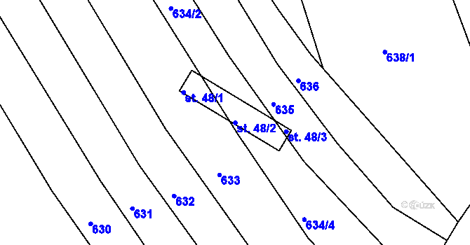 Parcela st. 48/2 v KÚ Zaliny, Katastrální mapa