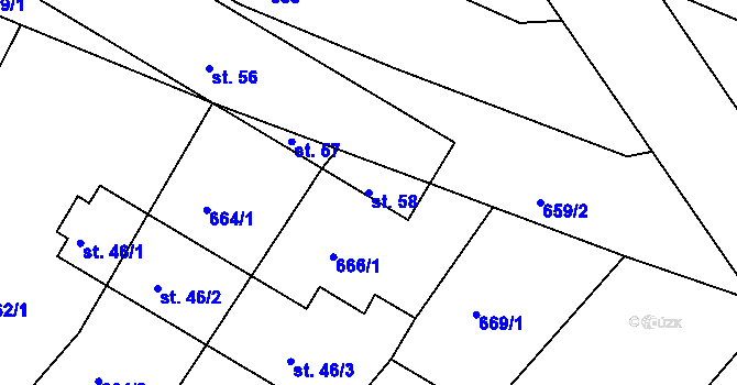 Parcela st. 58 v KÚ Zaliny, Katastrální mapa