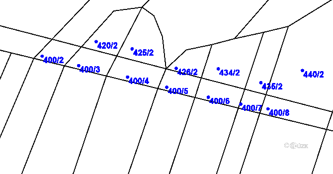 Parcela st. 400/5 v KÚ Zaliny, Katastrální mapa