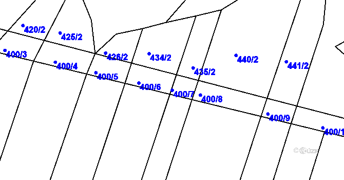 Parcela st. 400/7 v KÚ Zaliny, Katastrální mapa