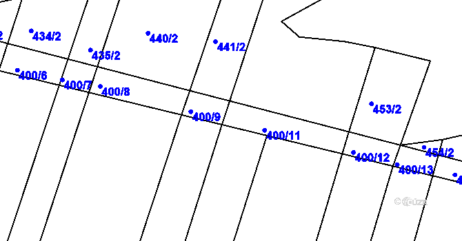 Parcela st. 400/10 v KÚ Zaliny, Katastrální mapa