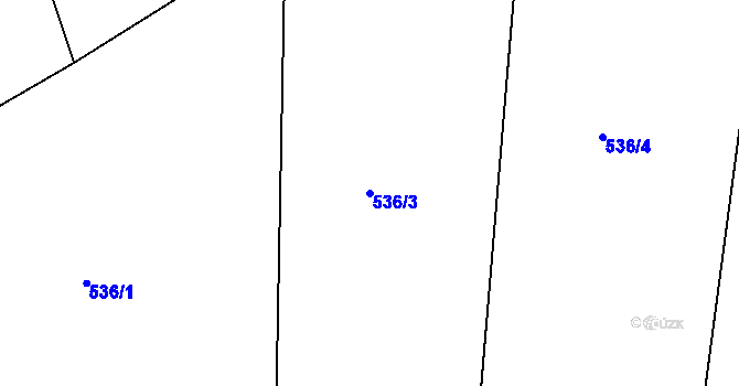 Parcela st. 536/3 v KÚ Zaliny, Katastrální mapa