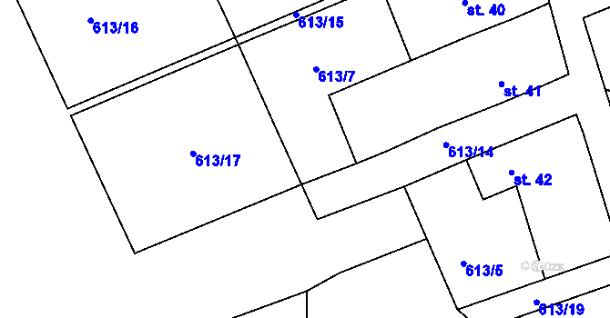 Parcela st. 613/8 v KÚ Zaliny, Katastrální mapa