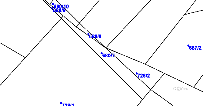 Parcela st. 680/7 v KÚ Zaliny, Katastrální mapa